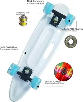 Penny Board Colorful Waves With LED Wheels პენიბორდი, 6 image