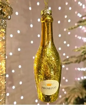 Gold Champagne Christmas Hanging Decoration - ნაძვის ხის სათამაშო