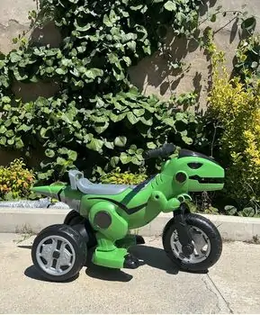 Dinosaur Moto For Kids Green საბავშვო ელექტრო მოტოციკლი