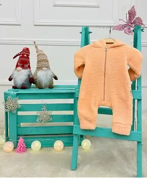 Fluffy Deer Romper Beige - საბავშვო რომპერი
