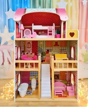 Moni Wooden Doll House Emily - ხის სათამაშო სახლი