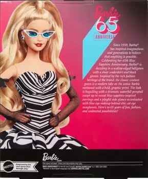 Barbie Signature 65th Anniversary Collectible Doll with Blonde Hair and Black and White Gown - ბარბის სათამაშო თოჯინა, 5 image