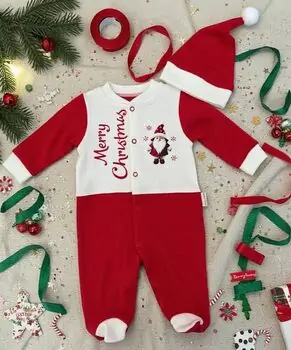 Merry Christmas Little Santa Romper - საბავშვო საახალწლო რომპერი, 3 image