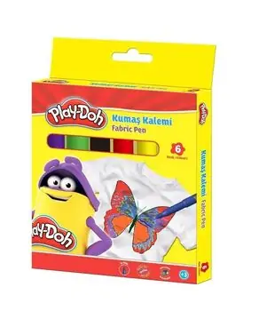 Play-Doh Fabric Pen 6 Colors KE017 ტანსაცმლის მოსახატი ფერადი ფლომასტერების ნაკრები