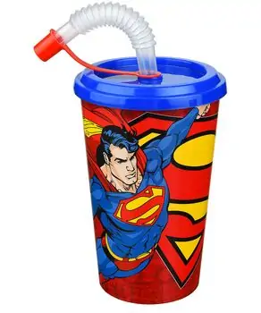 Tuffex Superman Cup With Cover And Pipette - საბავშვო ჭიქა