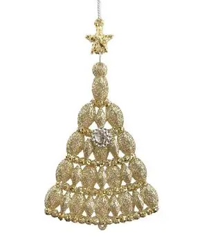 Gold Glittered Christmas Tree Hanging Decoration - ნაძვის ხის სათამაშო, 2 image