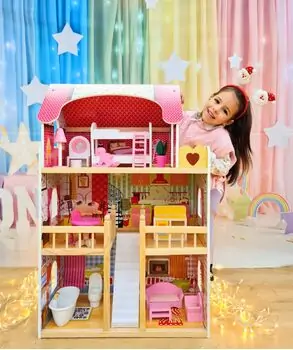 Moni Wooden Doll House Emily - ხის სათამაშო სახლი, 9 image