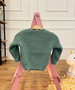 Cute Knitted Sweater Green - გრძელ მკლავიანი სვიტერი, 2 image