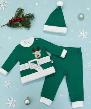 Mr.Santa Claus 2 In 1 Set Green - საბავშვო სანტა კლაუსის ფორმა