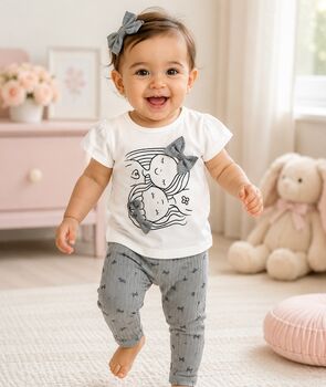 Twin Girls 2 In 1 Set Grey - საბავშვო ორეული