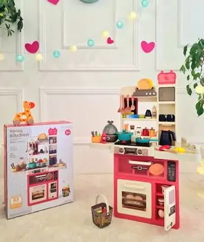 Modern Kitchen For Kids Pink - ფუნქციური სათამაშო სამზარეულო