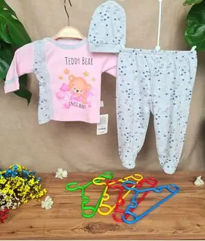 Bobix Teddy Bear Set Pink ახალშობილის ტანსაცმლის ნაკრები