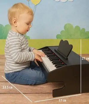 Wooden Black Piano 37 Keys Electronic Keyboard -  ხის სათამაშო პიანინო, 3 image