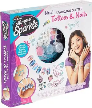 Cra-Z-Art Sparkling Glitter Tattoos & Nails საბავშვო აქსესუარების ნაკრები