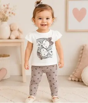 Twin Girls 2 In 1 Set Beige - საბავშვო ორეული