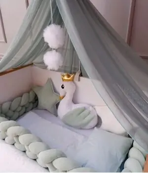 Yuar Baby Velvet 4-Braid Bumper Bedding Set for cribs Mint ახალშობილის საწოლის თეთრეული, 2 image