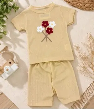 Waffle Flower 2 In 1 Set Beige - საბავშვო ორეული