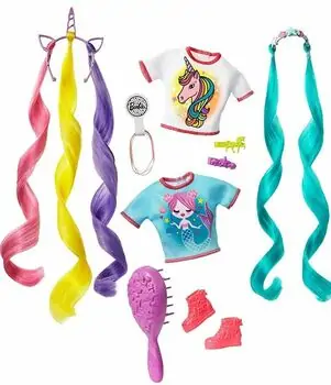 BARBIE Fantasy Hair Doll With Mermaid & Unicorn Looks სათამაშო თოჯინა 3 სხვადასხვა ლუქით, 10 image