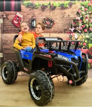 Polaris Off-Road Jeep Blue - ელექტრო მანქანა კაუჩუკის საბურავებით