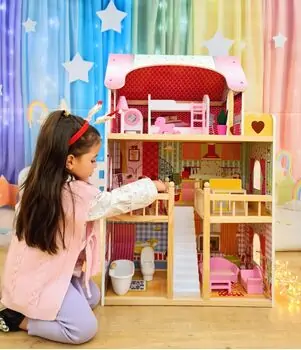 Moni Wooden Doll House Emily - ხის სათამაშო სახლი, 8 image