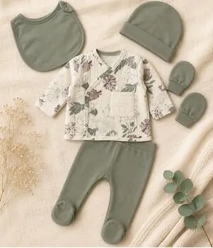 Sage Bloom 5 In 1 Set Green - ჩვილის სამოსის ნაკრები