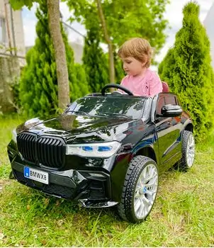 BMW X8 Black - ელექტრო მანქანა კაუჩუკის საბურავებით და ტყავის სავარძლით