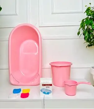 Bebekevi Baby Bathtub Set Pink საბავშვო აბაზანის კომპლექტი