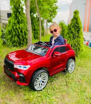 BMW X8 Red - ელექტრო მანქანა კაუჩუკის საბურავებით და ტყავის სავარძლით