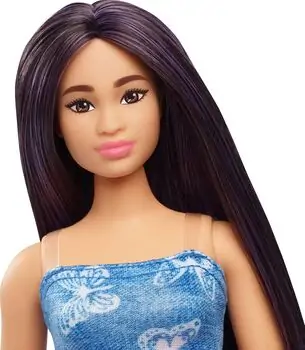 Barbie Doll Fashionista in Denim Butterfly Dress With Pink Belt - ბარბის თოჯინა, 3 image