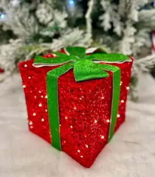 Big Christmas Giftbox With Led Red ნაძვის ხის დეკორაცია, 2 image