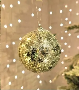 Christmas Glitter Silver Ball Hanging Decoration - ნაძვის ხის სათამაშო