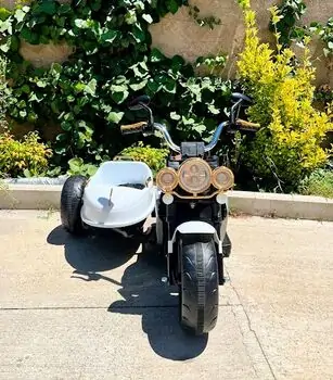 Retro Moto White - ელექტრო მანქანა ტყავის სავარძლით, 3 image