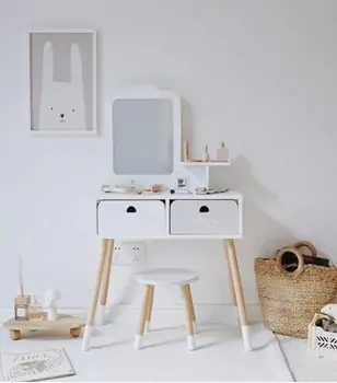 Wooden Dresser Set With Accsesoriess  - ხის საბავშვო ტრილიაჟი აქსესუარებით, 12 image