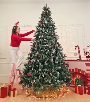 Christmas Tree With Snow-Covered Branches, Pine Cones And Berries 270 CM - ნაძვის ხე დათოვლილი ბოლოებით, გირჩით და კენკრით