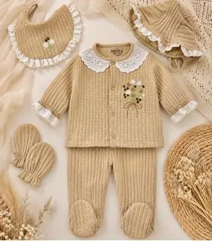 Vintage Flower 5 In 1 Set Beige - ჩვილის სამოსის ნაკრები