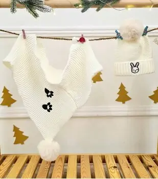 Rabbit Hat and Scarf Set White - ახალშობილის ქუდი და კაშნე