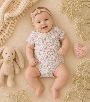 Tiny Blossom Bodysuit Pink - ჩვილის ბოდე, 2 image