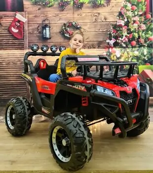 Polaris Off-Road Jeep Red  - ელექტრო მანქანა კაუჩუკის საბურავებით, 2 image