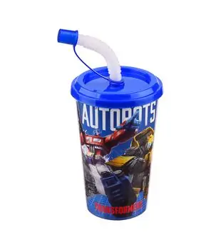 Tuffex Transformers Cup With Cover And Pipette - საბავშვო ჭიქა