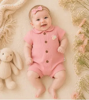 Pink Blossom Romper - ჩვილის რომპერი, 2 image