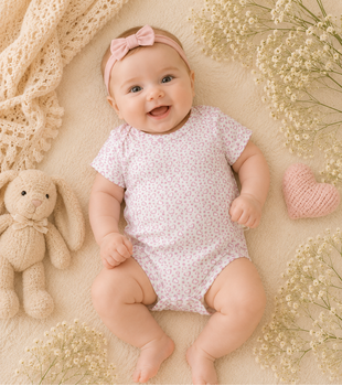 Tiny Heart Bodysuit Pink - ჩვილის ბოდე, 2 image