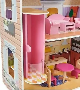 Wooden Doll House For Kids TX1052-1თოჯინის ხის სამ სართულიანი სახლი ავეჯით, 3 image