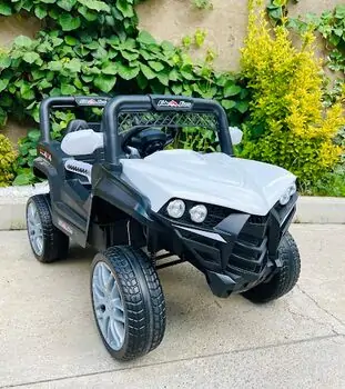 Polaris Mini Jeep White  - ელექტრო მანქანა კაუჩუკის საბურავებით