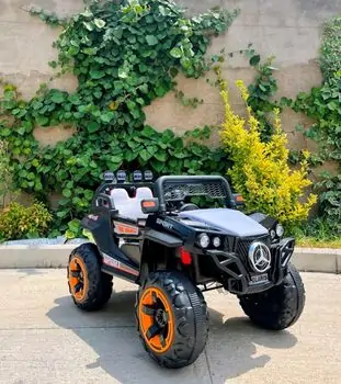 Electric Car Polaris 4X4 Black - ელექტრო მანქანა ტყავის სავარძლით
