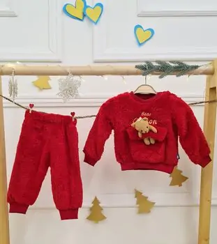 Cute Bear 2 In 1 Set Red  - საბავშვო ტანსაცმლის ნაკრები