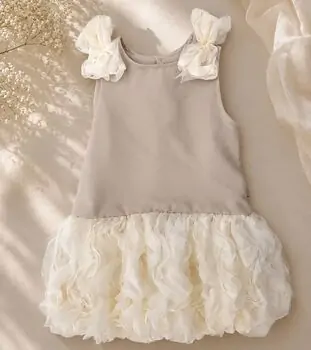 Balloon Dress With Shoulder Bow Grey - საბავშვო კაბა