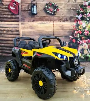 Polaris Off-Road Jeep Yellow - ელექტრო მანქანა ტყავის სავარძლით