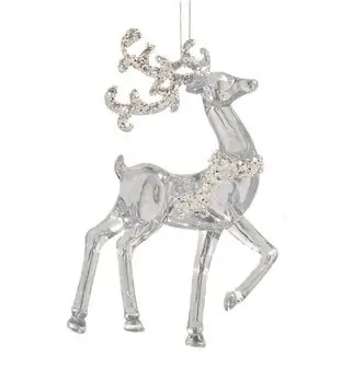 Transparent Deer With Silver Glitter Hanging Decoration - ნაძვის ხის სათამაშო