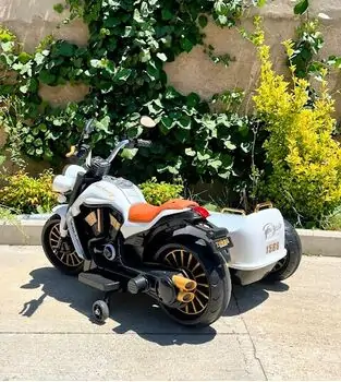 Retro Moto White - ელექტრო მანქანა ტყავის სავარძლით, 4 image