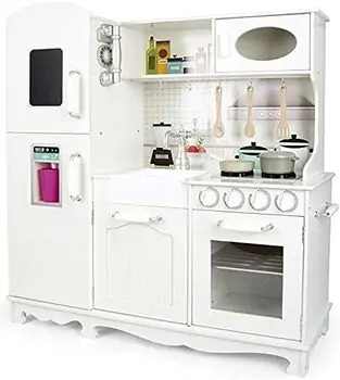 Wooden Play Kitchen Set - საბავშვო თეთრი ხის სამზარეულო, 8 image